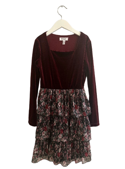Speechless Girls Velvet and Floral Print Dress (SZ M)