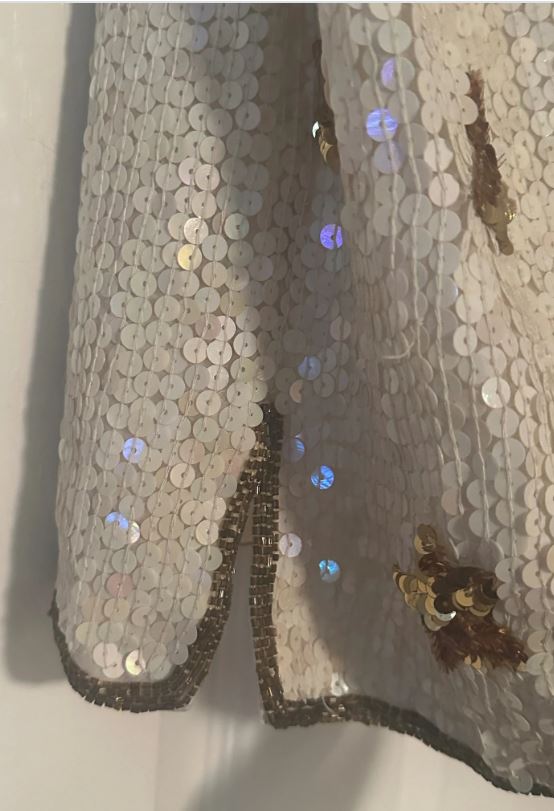 Vintage 80s Rina Z Cream Sequin/Beaded Star top (SZ S)