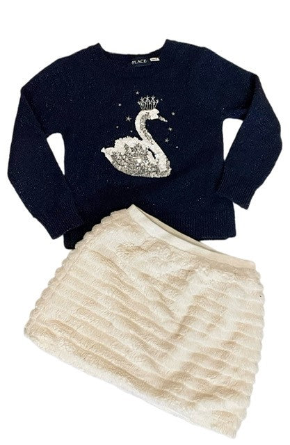 CHILDREN'S PLACE SEQUIN SWAN SWEATER (SZ 4)
