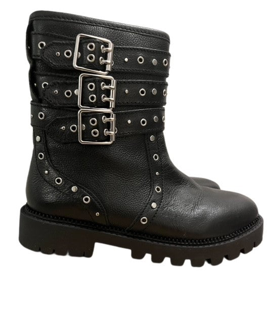 ZARA LEATHER MOTO BOOTS (SZ 2)