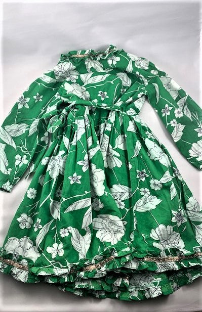 CUPCAKES & PASTRIES GREEN FLORAL DRESS  (SZ 3T)
