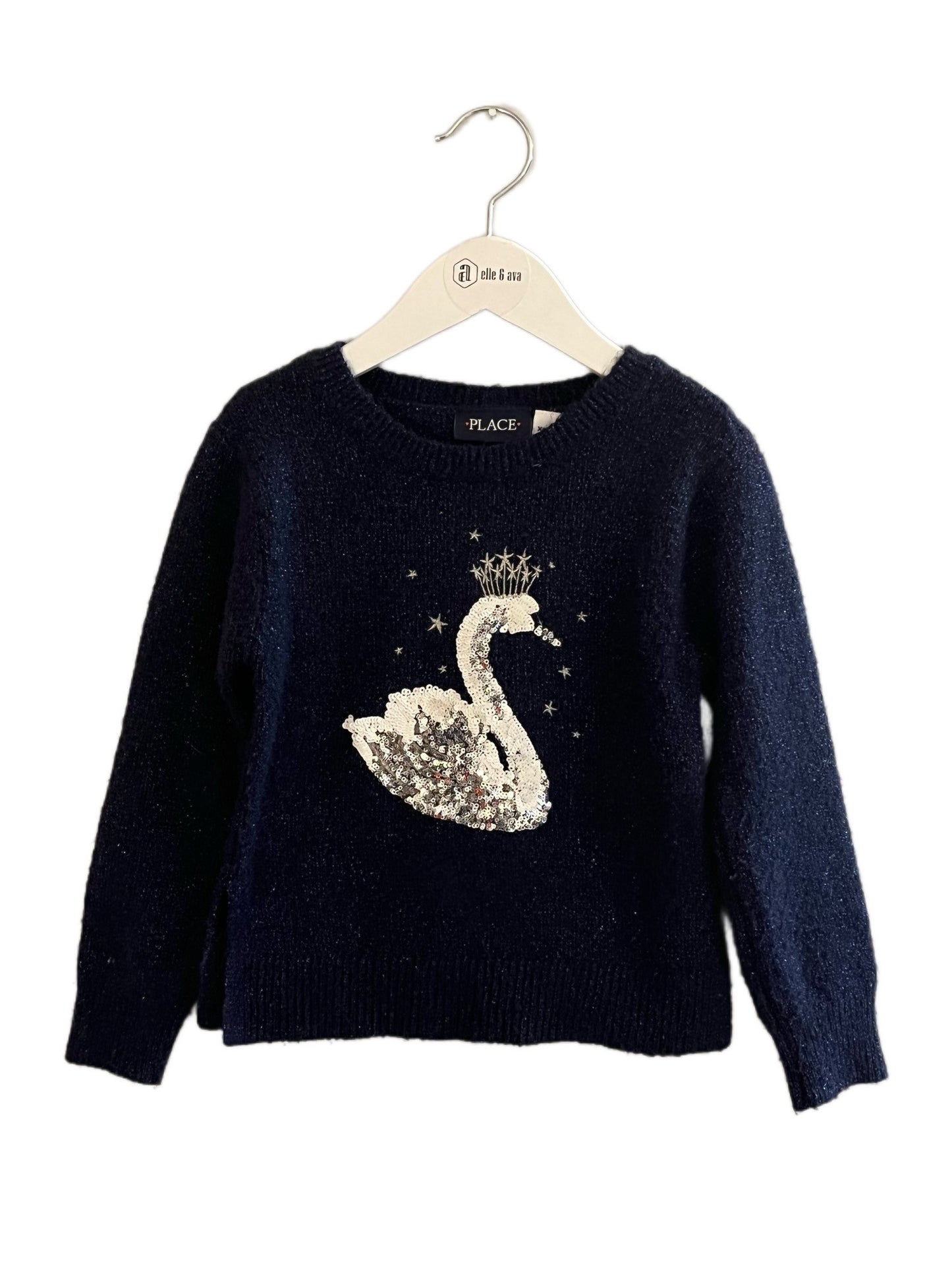 CHILDREN'S PLACE SEQUIN SWAN SWEATER (SZ 4)