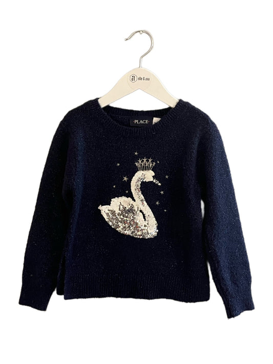 CHILDREN'S PLACE SEQUIN SWAN SWEATER (SZ 4)