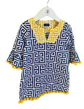 Load image into Gallery viewer, MUDPIE GEOMETRIC POMPOM DRESS (SZ 4T)
