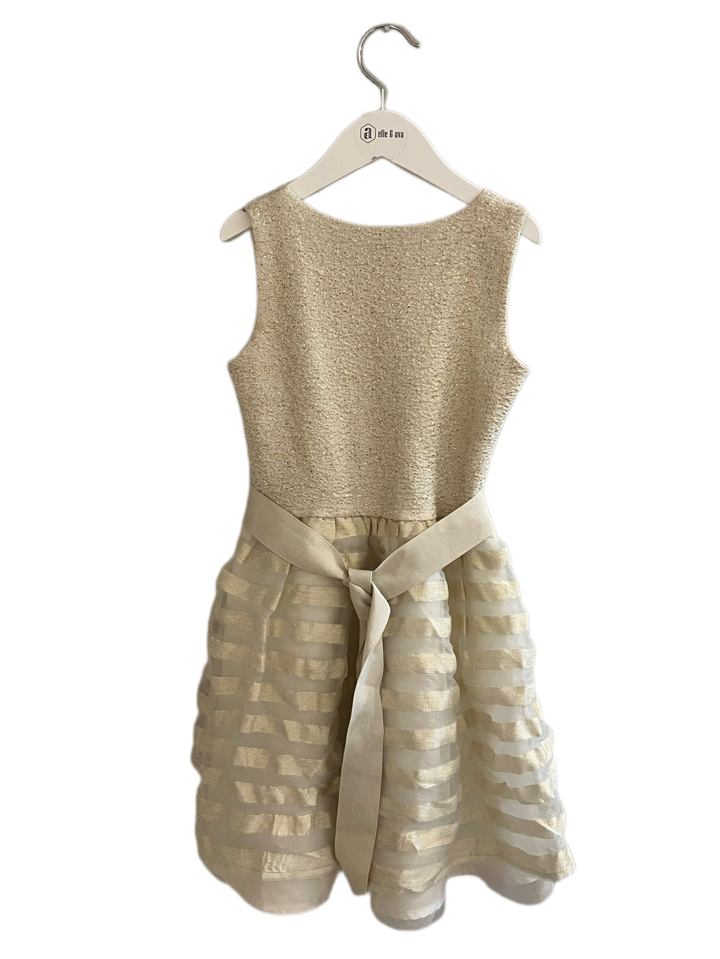 CHILDREN'S PLACE GOLD SPARKLE HOLIDAY DRESS (SZ 7/8)