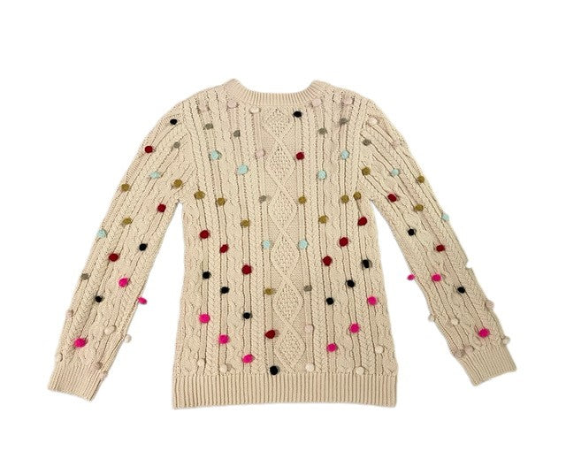 PEEK EMERSON CREW POM POM CREAM SWEATER  (SZ 12)