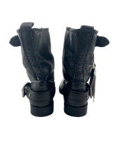Cargar imagen en el visor de la galería, NWT ZARA LEATHER MOTO BOOTS (SZ 9)
