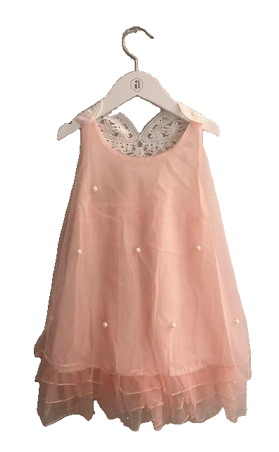 PINK LAYERED DRESS W/PEARLS (SZ 4-5)