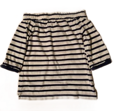 CREWCUTS BLUE/WHITE OFF-SHOULDER TOP (SZ 4-5)