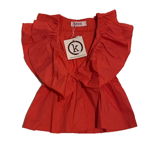 NWT KANA ORANGE RUFFLE TOP (SZ 3)