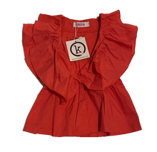 Load image into Gallery viewer, NWT KANA ORANGE RUFFLE TOP (SZ 3)
