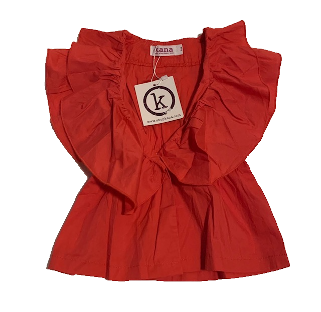 NWT KANA ORANGE RUFFLE TOP (SZ 3)