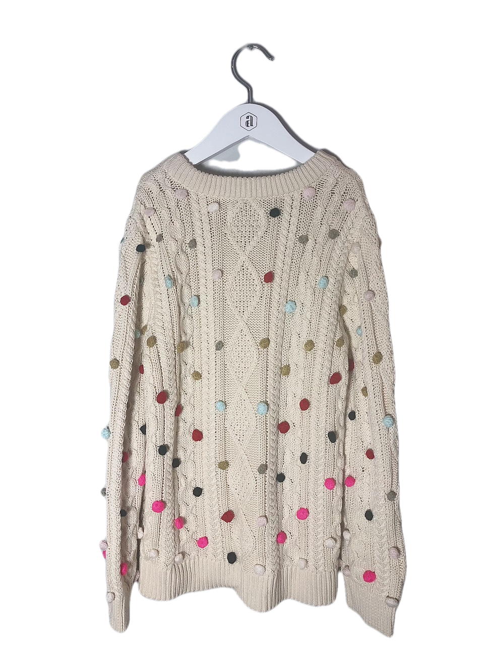 PEEK EMERSON CREW POM POM CREAM SWEATER  (SZ 12)