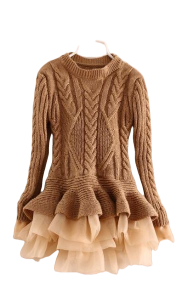 Knit Pullover Ruffled Skirt Sweater Dress (SZ6)