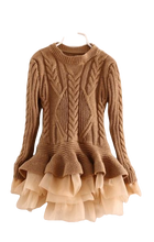 Load image into Gallery viewer, Knit Pullover Ruffled Skirt Sweater Dress (SZ6)
