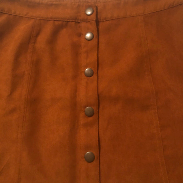 BURNT ORANGE ARIZONA JEANS SKIRT (SZ L)