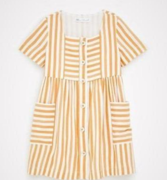 ZARA STRIPED YELLOW DRESS (SZ 7)