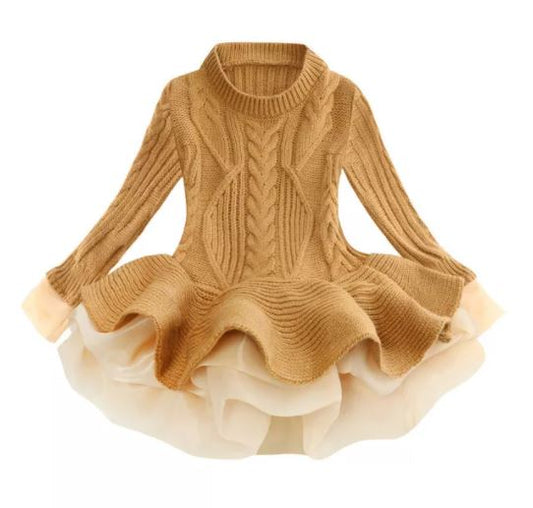 Knit Pullover Ruffled Skirt Sweater Dress (SZ6)