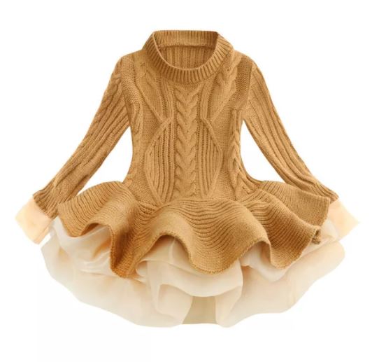 Knit Pullover Ruffled Skirt Sweater Dress (SZ6)