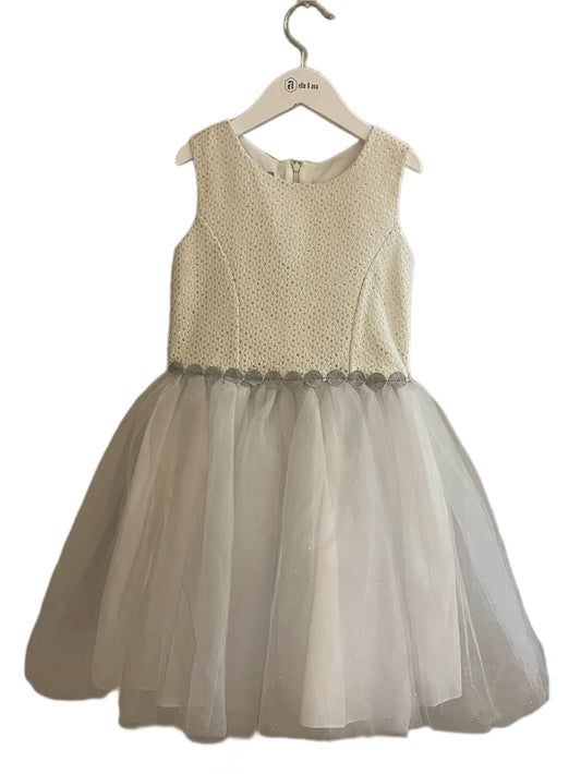 Pippa & Julie White & Silver Tutu Dress (SZ 8)