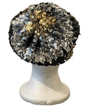 Load image into Gallery viewer, GIRLS&#39; BLACK/GOLD SEQUIN BERET (OS)
