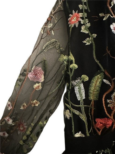 FLORAL SHEER SLEEVE DRESS (S)