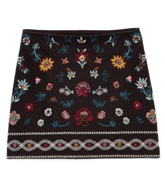 Ella Moss Black Floral Embroidered Kera Ponte Skirt - (SZ 14)