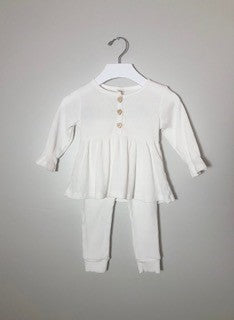 WHITE RIBBED TWO PIECE SET (SZ 2Y)